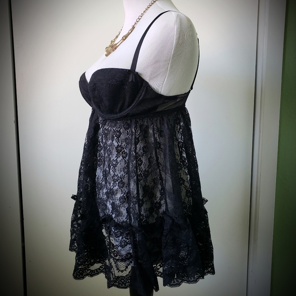 VS Black Sweetheart Babydoll Lace Chemise Lingerie 36C - Picture 3 of 4